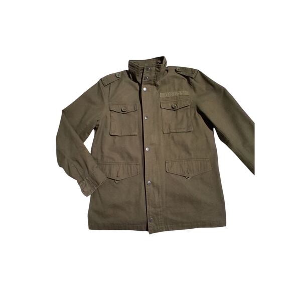 Y2K Guess Utility Military Mens Size Medium Olive Logo Field Grungecore Jacket - Picture 2 of 15